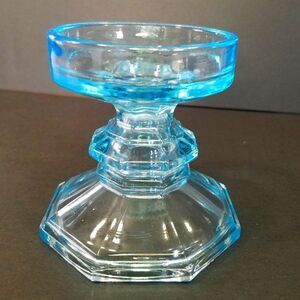 Vintage Blue Depression Glass Double Ended Pedestal Taper Candle Stick